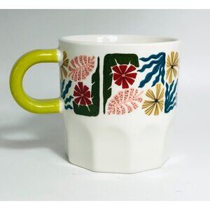 Vintage Coffee Mug Tropical Leaves Colorful Stoneware China Small 3"